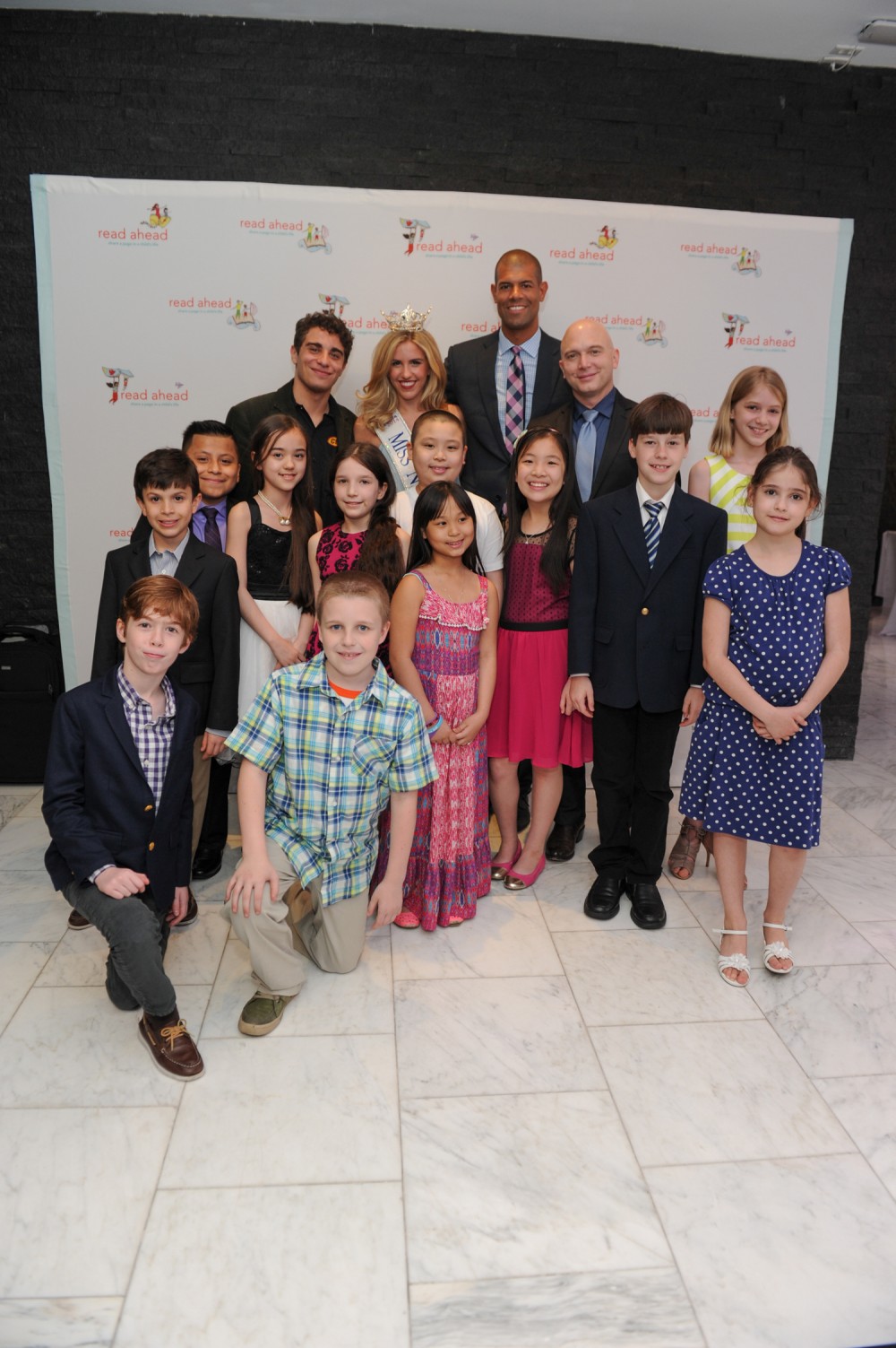 Celebrity readers with P.S. 59 students